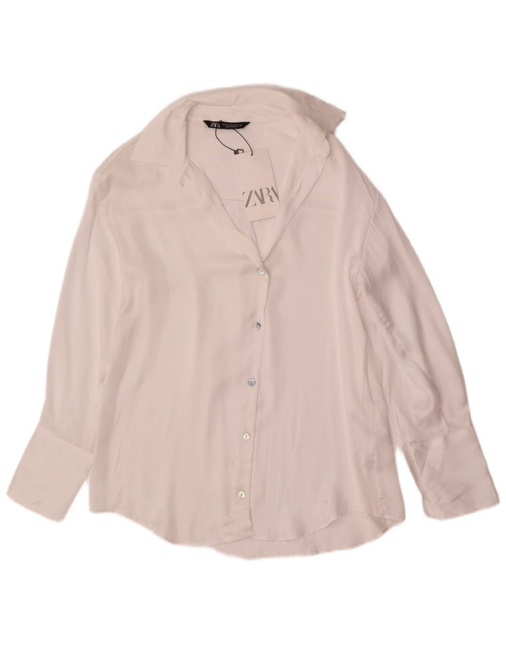 Женская рубашка оверсайз ZARA UK 6 XS, белый полиэстер