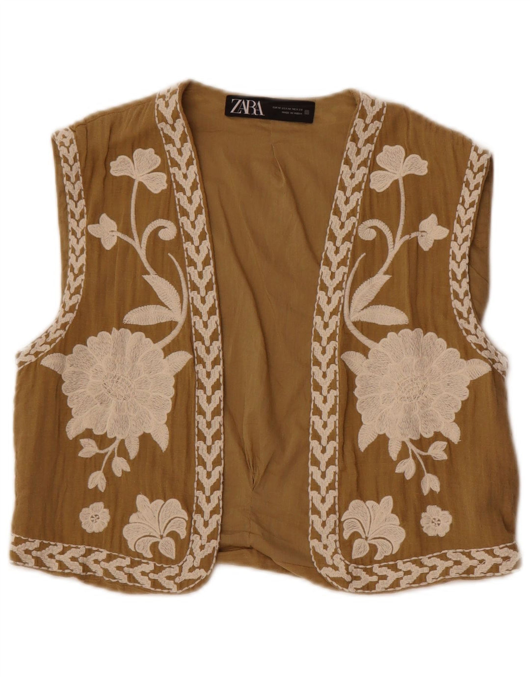 Женский жилет Zara UK 12, средний, бежевый с цветочным принтом