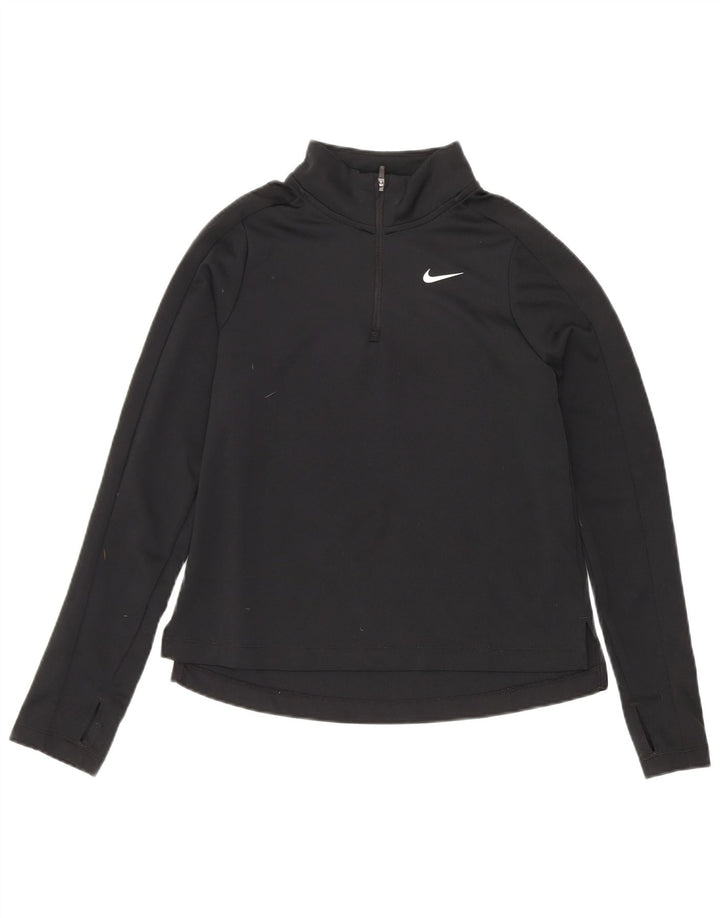 Спортивный костюм-пуловер с воротником на молнии для девочек Nike Dri Fit, средний черный цвет, 10–11 лет
