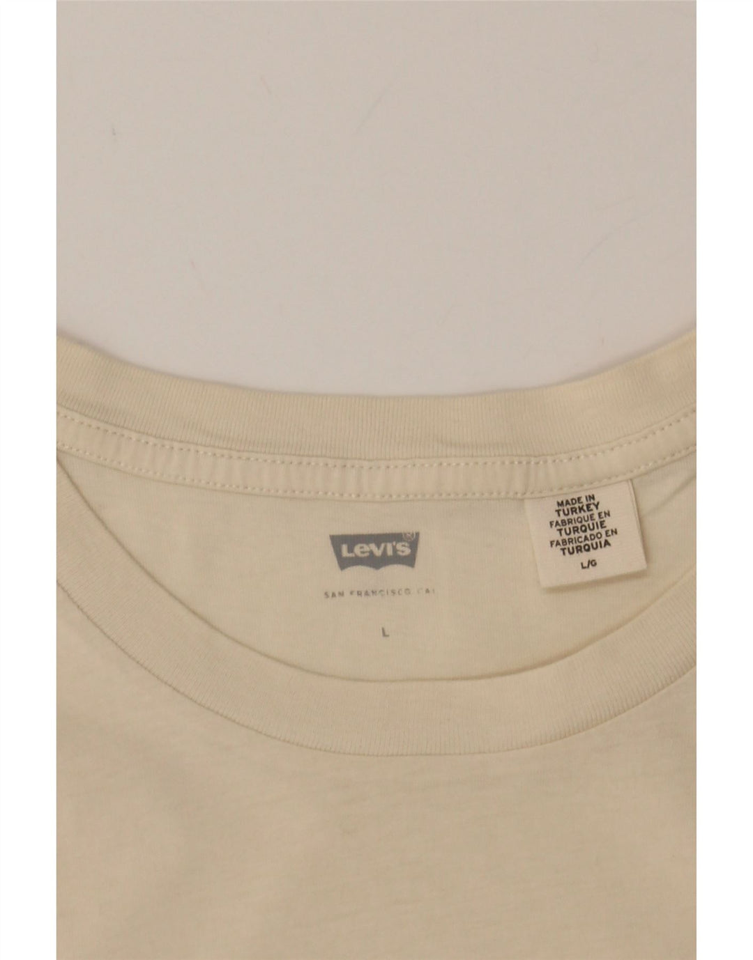 LEVI'S Mens Graphic T-Shirt Top Large Beige Cotton Vintage Levi's and Second-Hand Levi's from Messina Hembry 