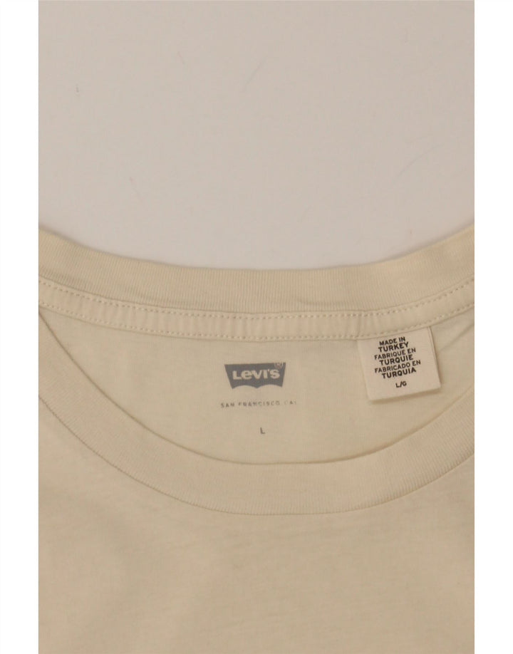 LEVI'S Mens Graphic T-Shirt Top Large Beige Cotton Vintage Levi's and Second-Hand Levi's from Messina Hembry 