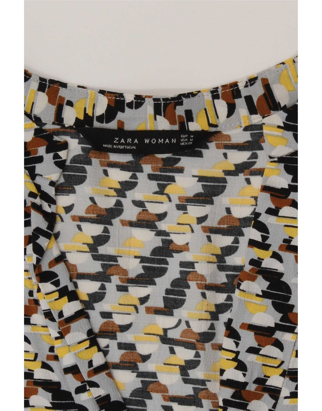 Женское платье прямого кроя с рукавом 3/4 Zara UK 14, средний разноцветный с геометрическим узором