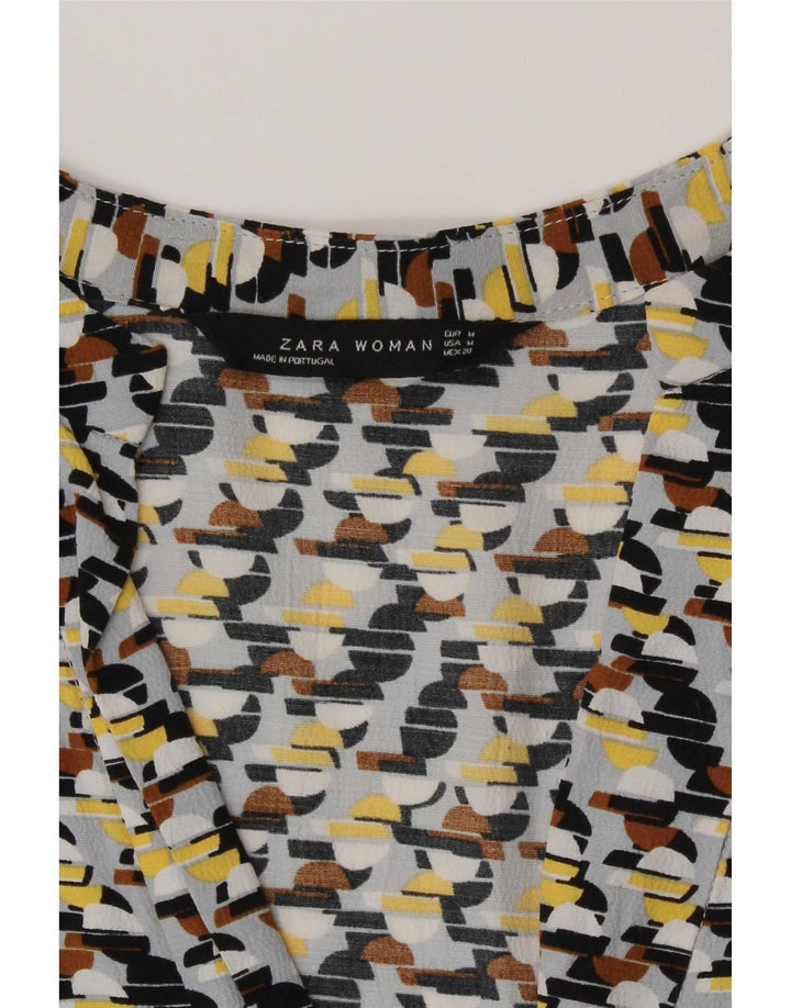 Женское платье прямого кроя с рукавом 3/4 Zara UK 14, средний разноцветный с геометрическим узором