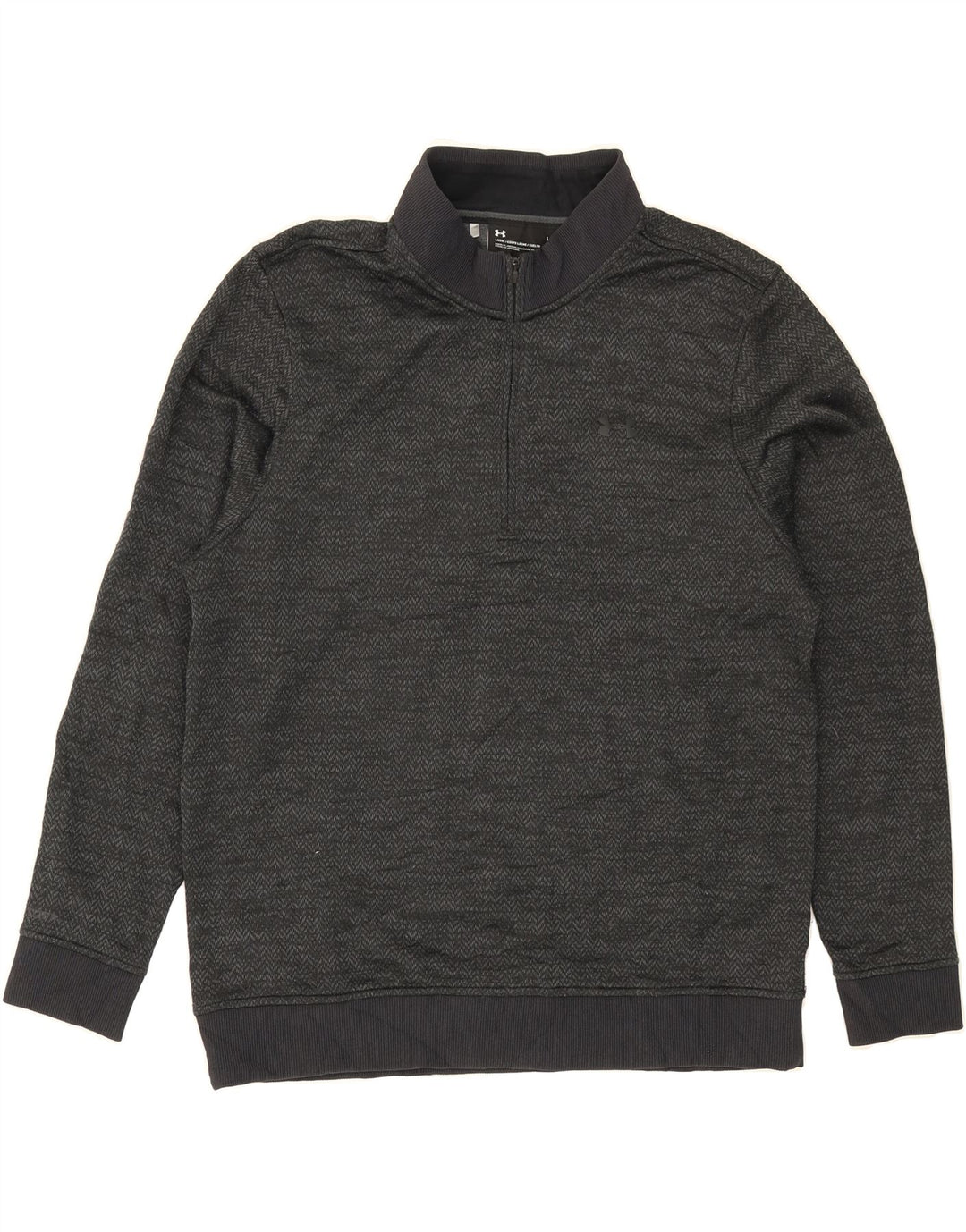 UNDER ARMOUR Mens Cold Gear Zip Neck Sweatshirt Jumper Large Grey Chevron Vintage Under Armour and Second-Hand Under Armour from Messina Hembry 