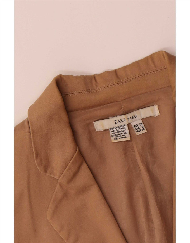 Женский пиджак на 1 пуговице Zara EU 38, маленький коричневый хлопок