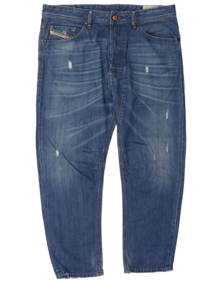Мужские потертые узкие джинсы Diesel W34 L26, синие, хлопок