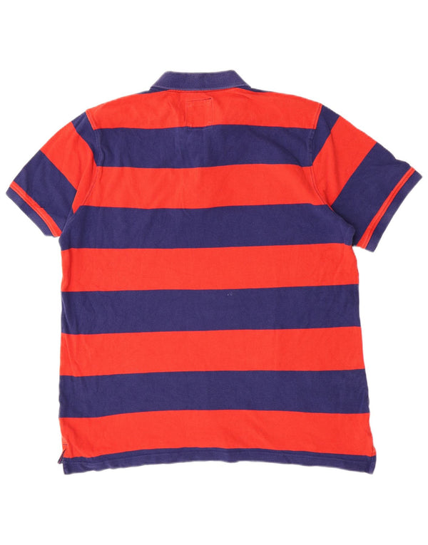 Crew Clothing Мужская рубашка поло с коротким рукавом XL в красную полоску из хлопка
