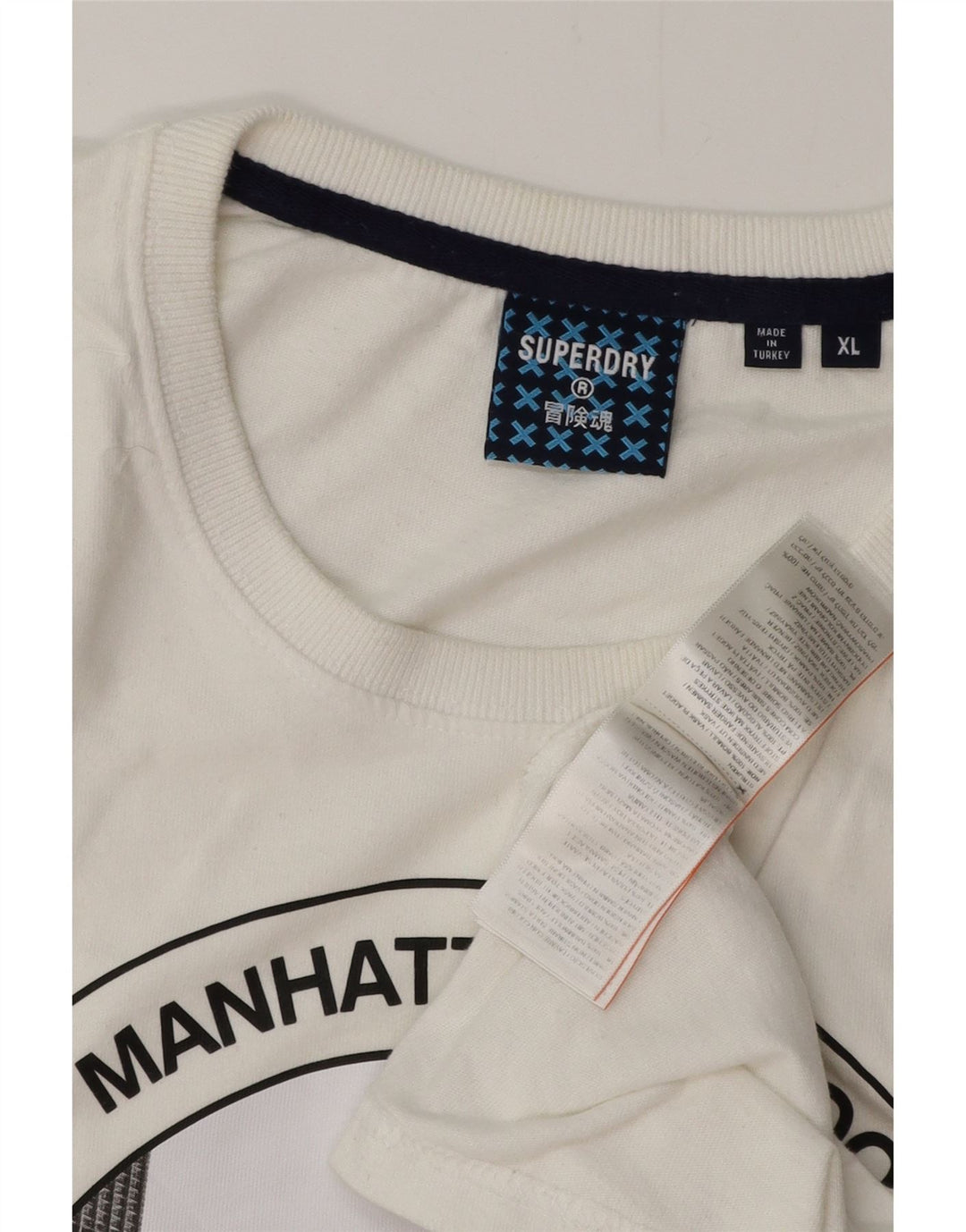 SUPERDRY Женская футболка с рисунком Top UK 18 XL Белый хлопок