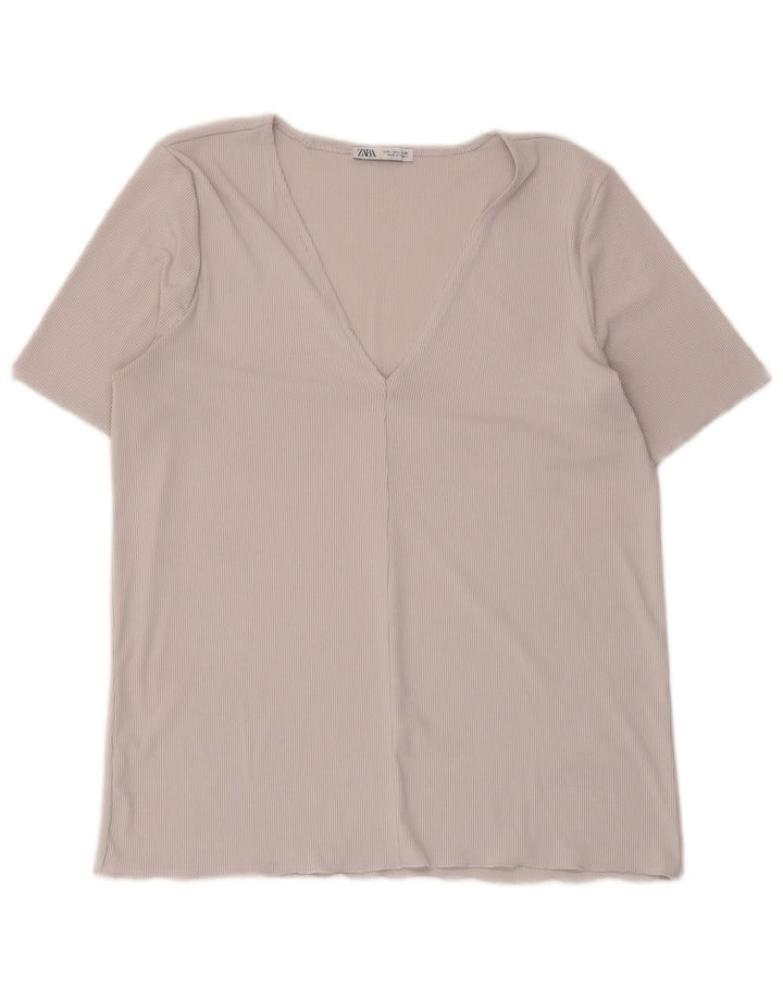 Женская футболка Zara Top UK 14, большая, серая