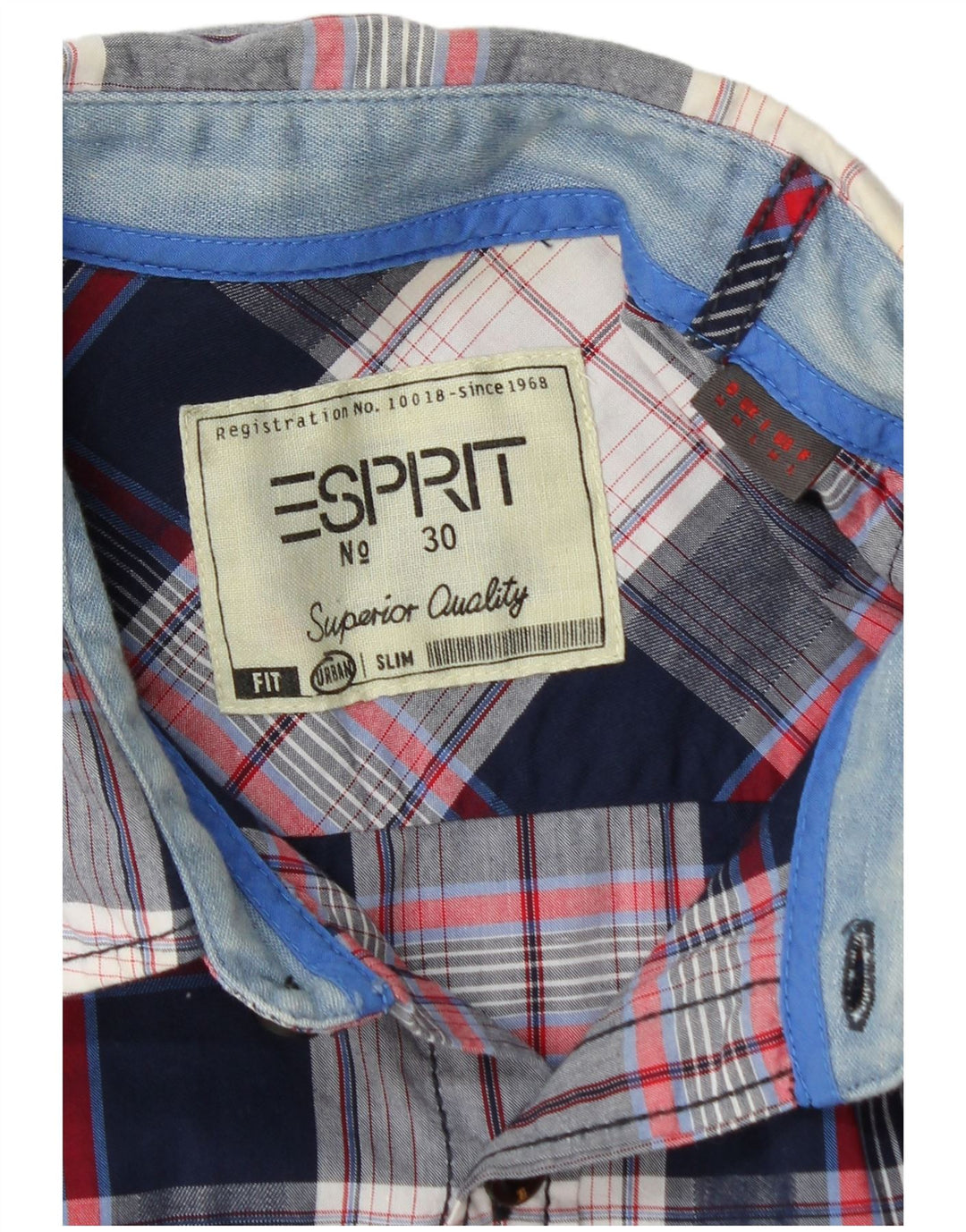 Мужская рубашка узкого кроя Esprit среднего размера, темно-синяя клетка, хлопок