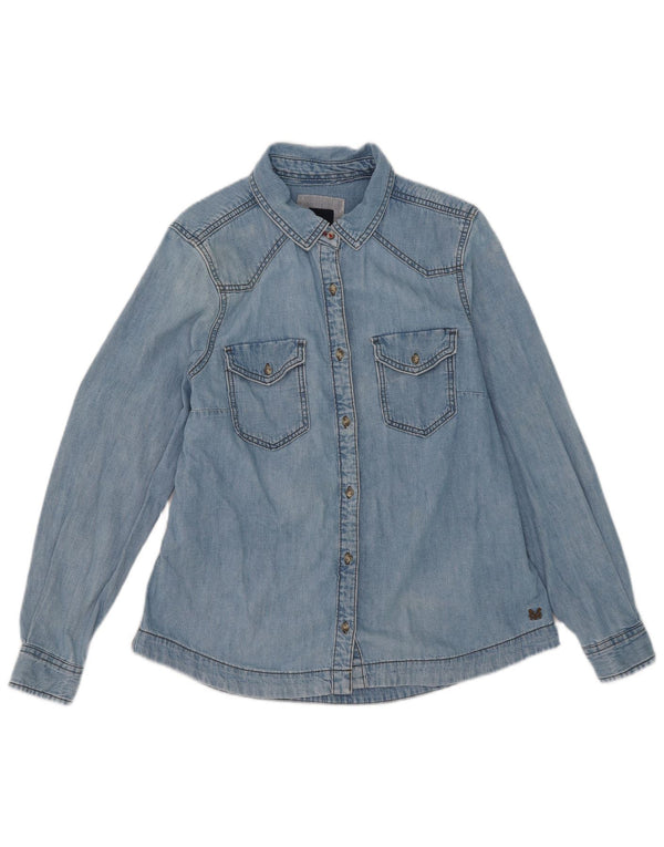 Женская джинсовая рубашка Crew Clothing UK 14, большой синий хлопок