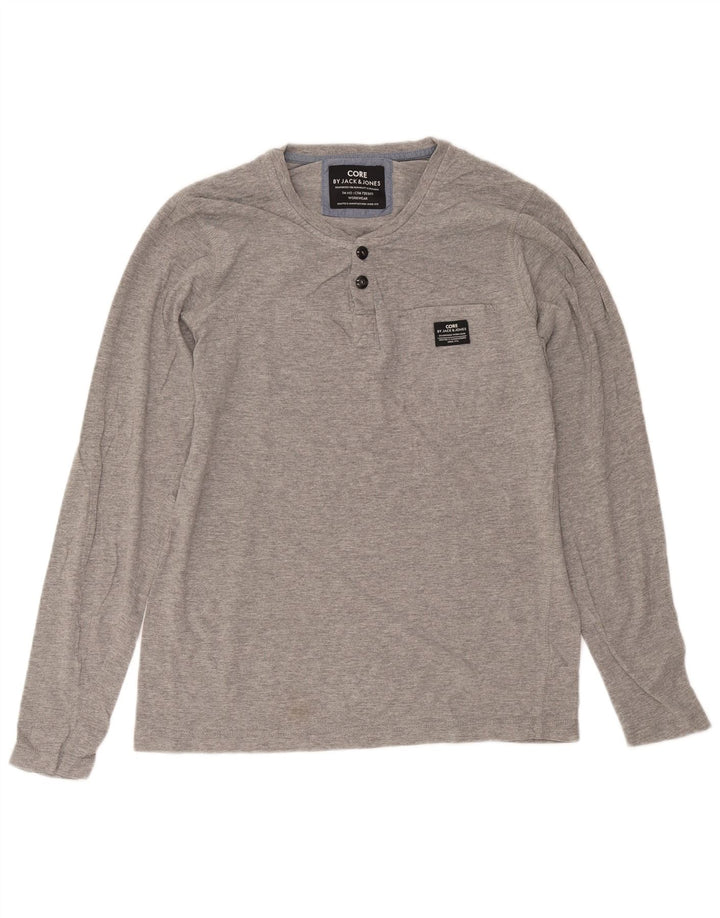 Мужской топ Jack & Jones с длинным рукавом, большой серый хлопок с крапинками