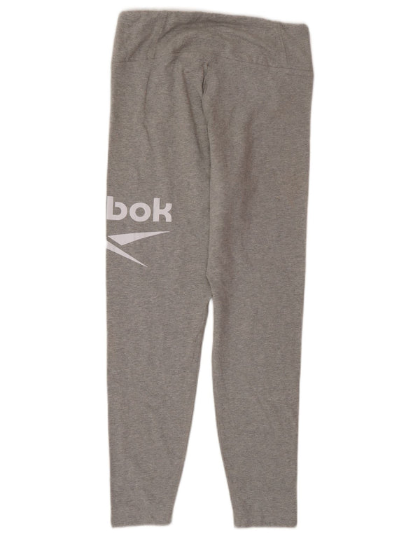 Женские леггинсы Reebok с рисунком UK 12/14, хлопок среднего серого цвета