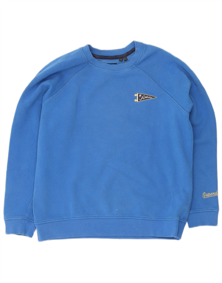Женский джемпер оверсайз Superdry UK 12, средний синий хлопок