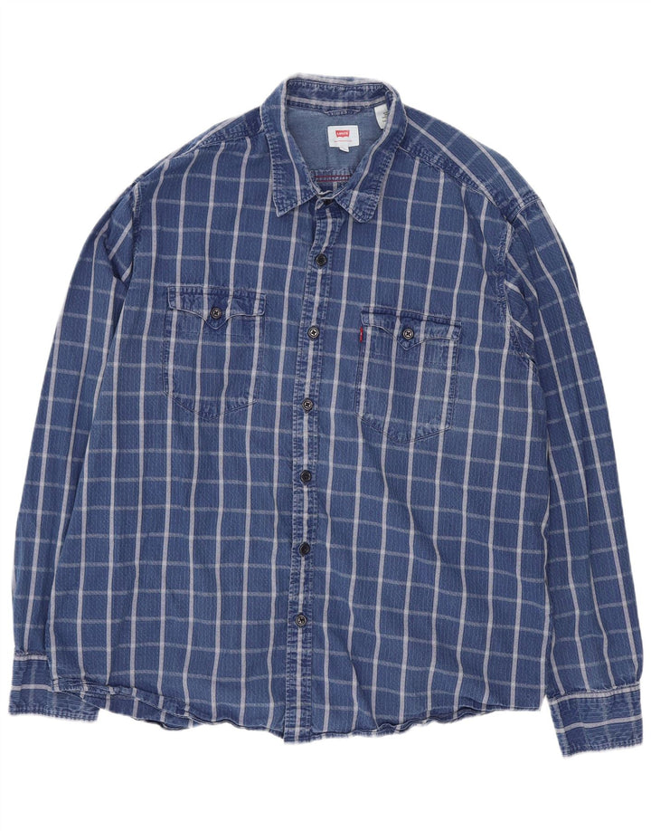 Мужская рубашка Levi's XL, синяя клетка, хлопок