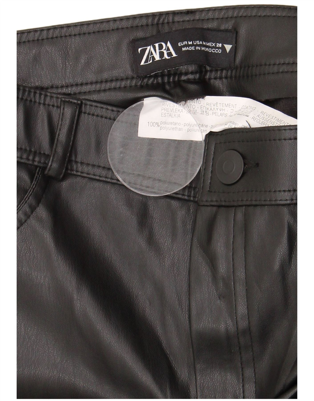 Женские узкие брюки из искусственной кожи Zara Medium W28 L28, черные из полиуретана