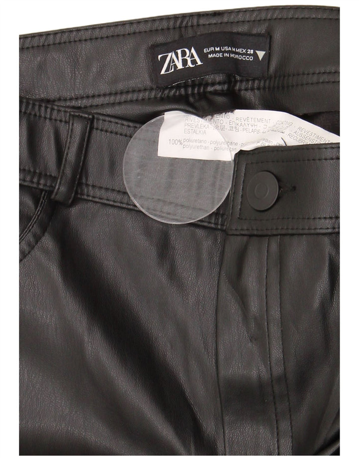 Женские узкие брюки из искусственной кожи Zara Medium W28 L28, черные из полиуретана