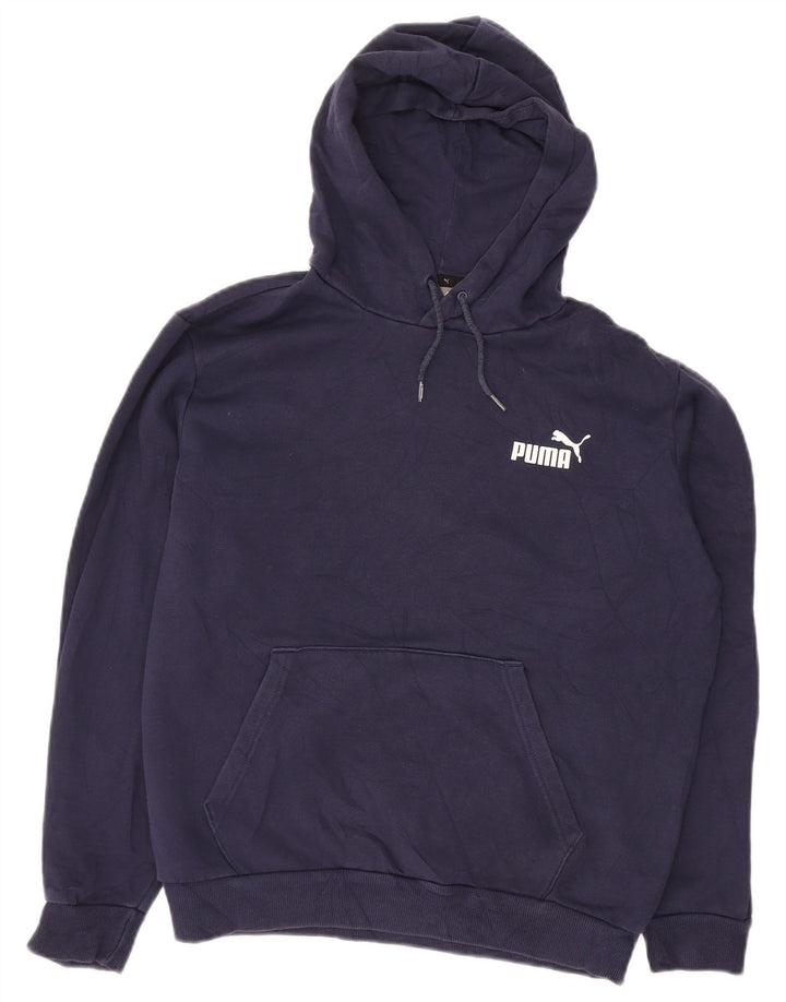 PUMA Mens Hoodie Jumper Medium Navy Blue Cotton