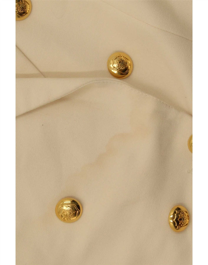 Женский двубортный пиджак Zara UK 14 XL из белого полиэстера