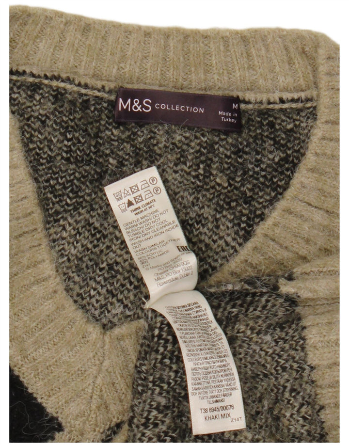 Женский укороченный джемпер с v-образным вырезом Marks & Spencer UK 14, средний хаки