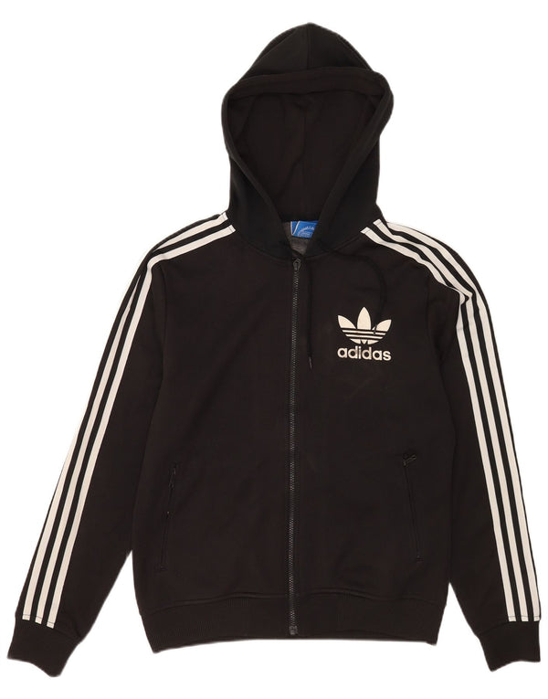 Adidas Мужской свитер с капюшоном на молнии, маленький черный полиэстер