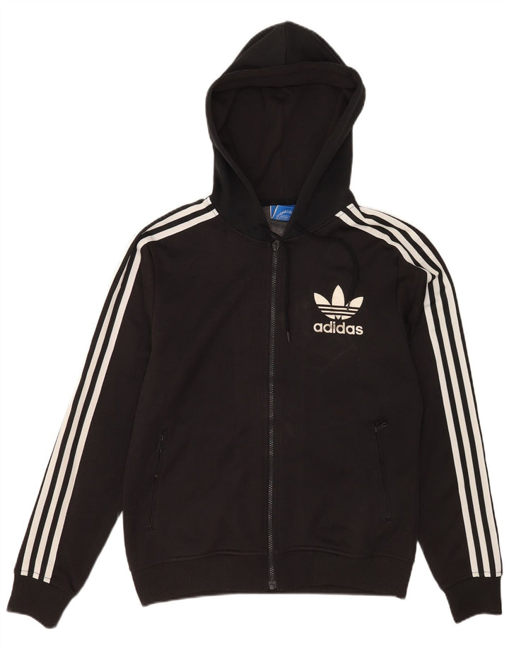 Adidas Мужской свитер с капюшоном на молнии, маленький черный полиэстер