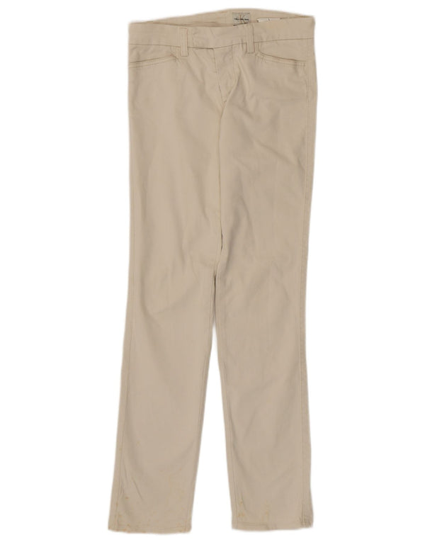 CALVIN KLEIN Женские прямые повседневные брюки W27 L30 Off White Хлопок