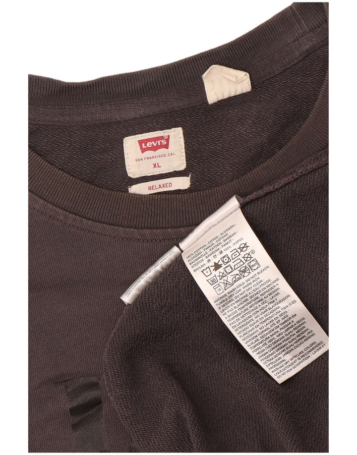 Мужской свободный свитшот с рисунком Levi's, XL, серый хлопок