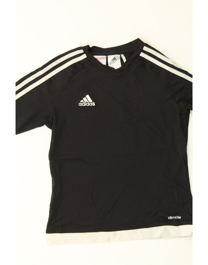 ADIDAS Boys Climalite T-Shirt Top 9-10 Years Black Colourblock Polyester Vintage Adidas and Second-Hand Adidas from Messina Hembry 