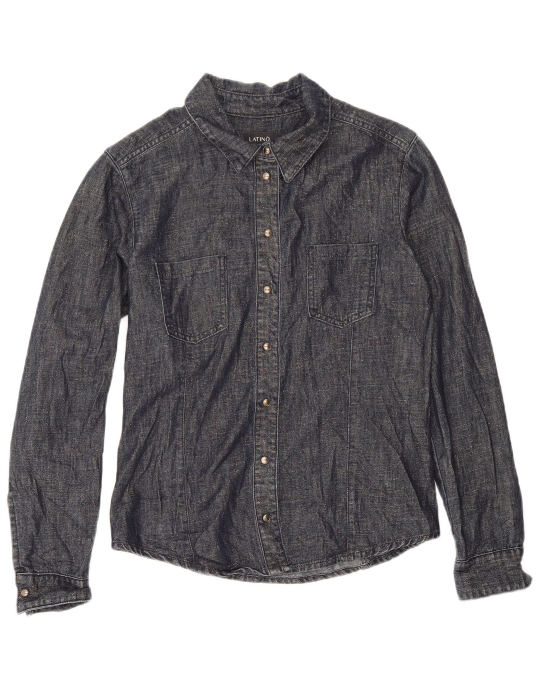 Винтажная женская рубашка UK 12, средний темно-синий