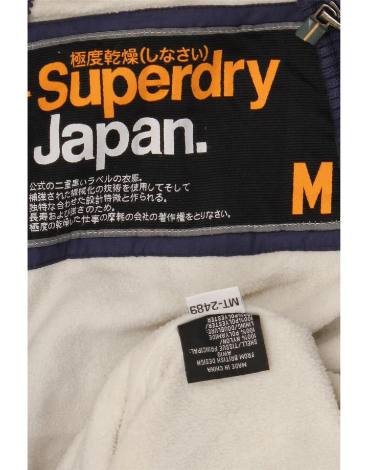 SUPERDRY Женская ветровка с капюшоном UK 14 Средний Темно-Синий Нейлон
