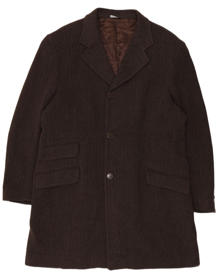 Мужское пальто Conbipel Chesterfield IT 54 XL коричневое, шерсть с узором «елочка»