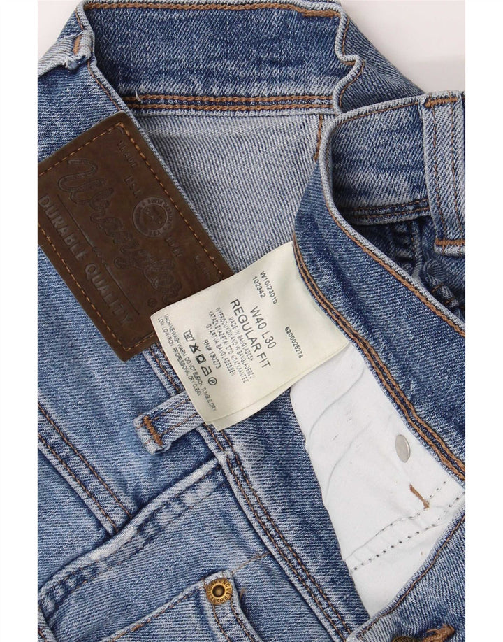 Мужские прямые джинсы Wrangler стандартного кроя W40 L30, синий хлопок