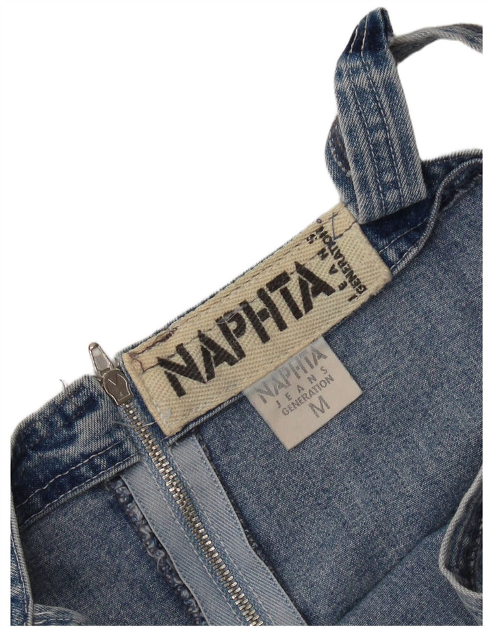 Винтажное женское мини-джинсовое платье без рукавов, Великобритания, 12, средний синий хлопок, хлопок