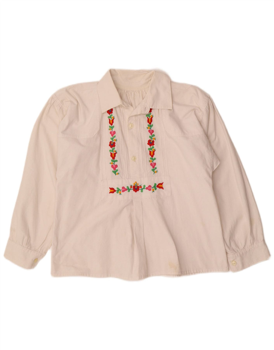 Женская блузка-рубашка VINTAGE UK 12, средний белый цветочный принт