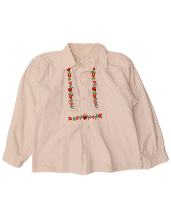 Женская блузка-рубашка VINTAGE UK 12, средний белый цветочный принт