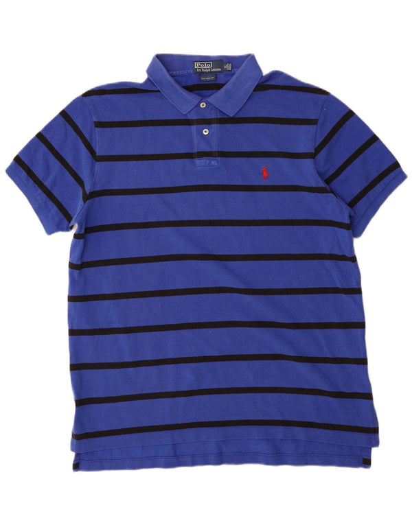 POLO RALPH LAUREN Мужская рубашка поло на заказ XL в синюю полоску из хлопка
