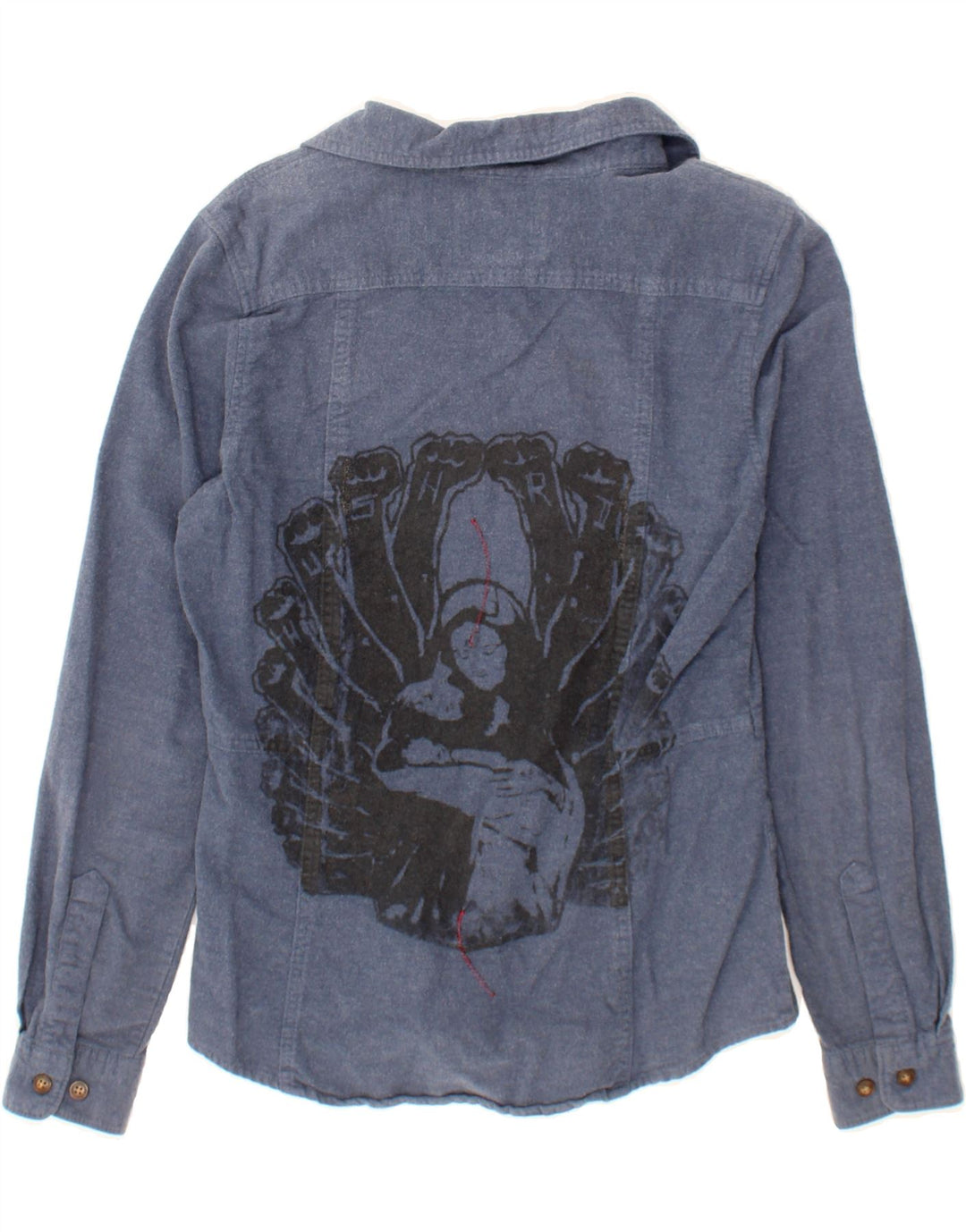 WOOLRICH Womens Graphic Shirt UK 10 Small Blue Cotton Vintage Woolrich and Second-Hand Woolrich from Messina Hembry 