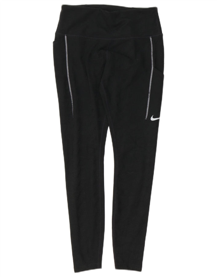 Женские леггинсы Nike Dri Fit UK 14, средний черный полиэстер