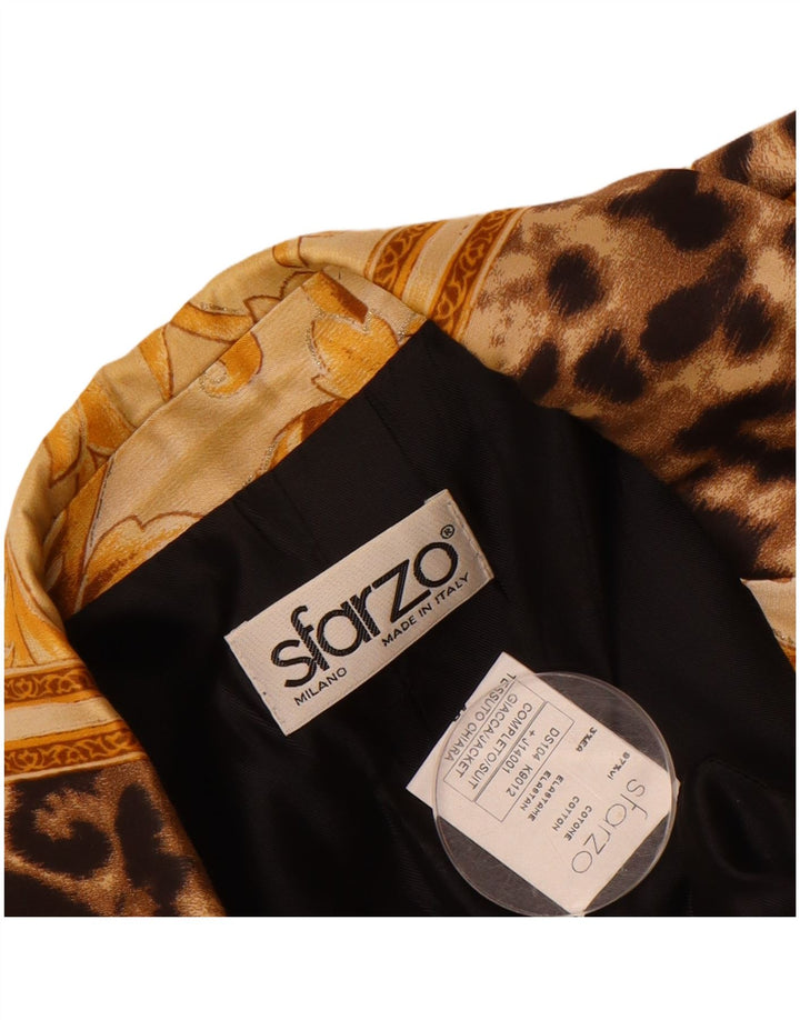SFARZO Womens 3 Button Blazer Jacket IT 46 Large Beige Floral Cotton