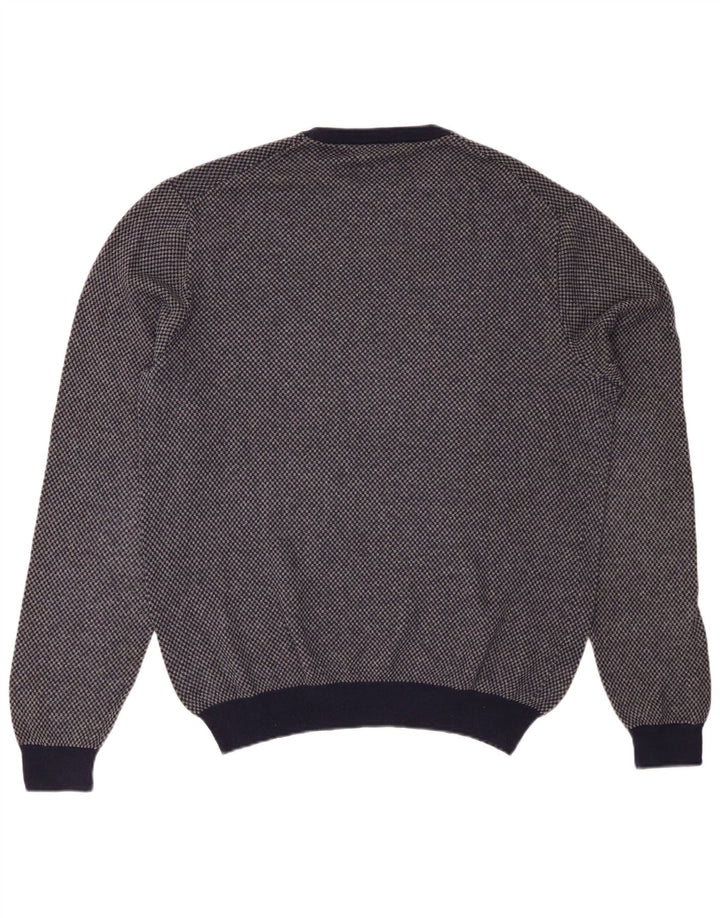SUN68 Mens Crew Neck Jumper Sweater 2XL Navy Blue Check Wool