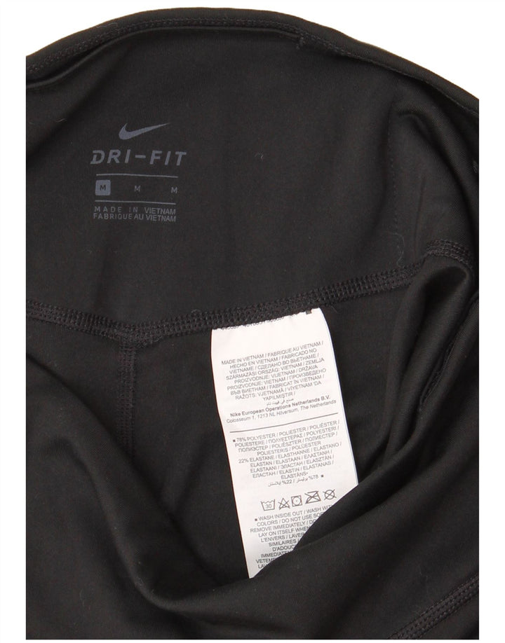 Женские леггинсы-капри с графическим рисунком Nike Dri Fit UK 12, средний черный полиэстер