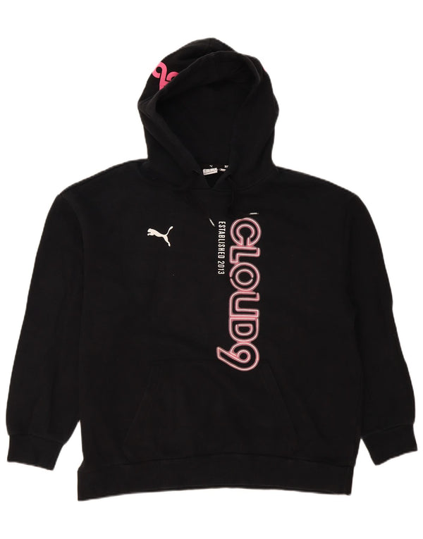 Женский джемпер с капюшоном Puma Oversized с рисунком UK 14, средний черный, хлопок