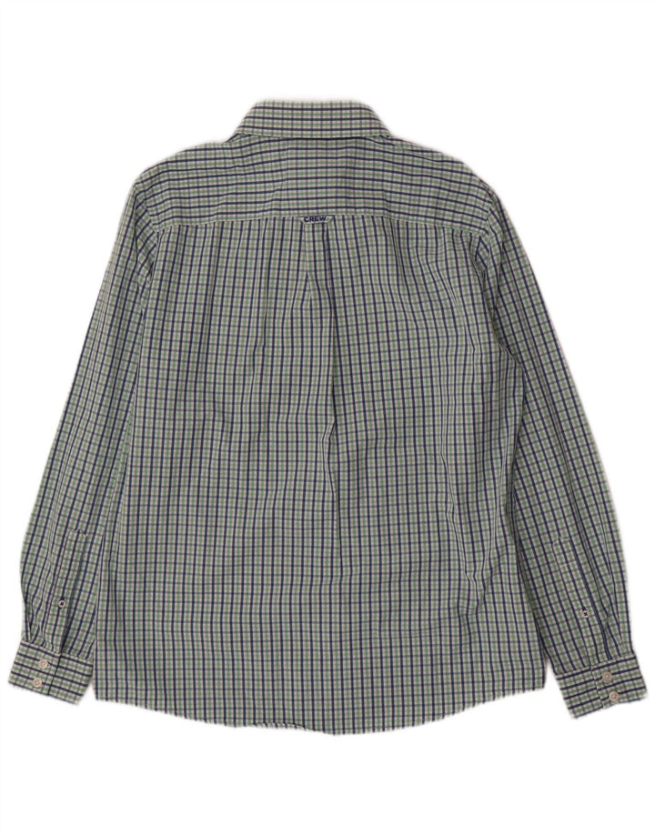 Crew Clothing Мужская классическая рубашка среднего размера из хлопка в мелкую зеленую клетку