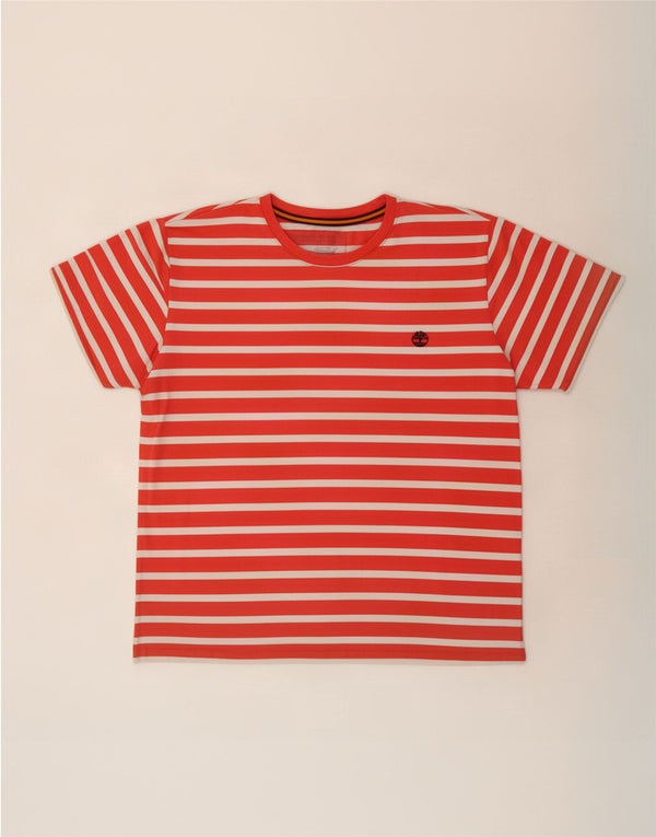 Timberland Mens Regular Fit T-Shirt Top XL Red Striped Cotton
