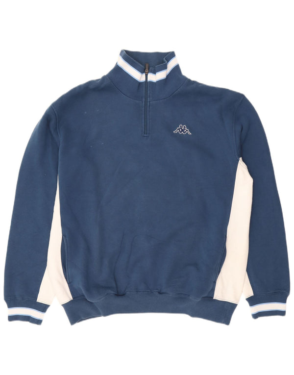 Мужской свитер Kappa с воротником на молнии, 3XL, синий, хлопок с цветными блоками