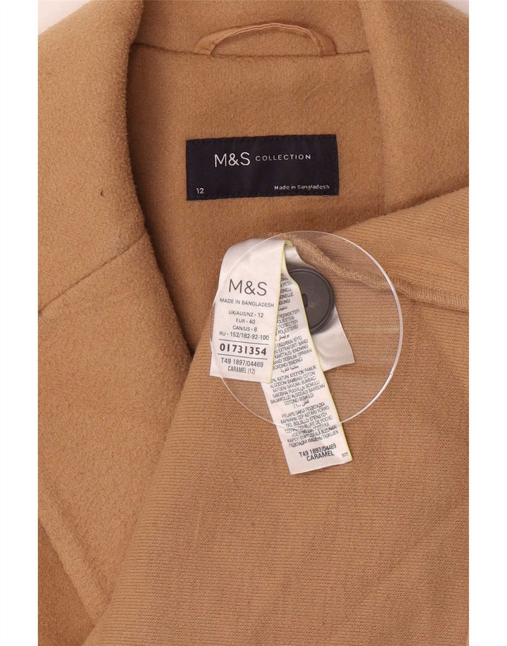 Женское пальто Marks & Spencer UK 12, средний коричневый, полиэстер