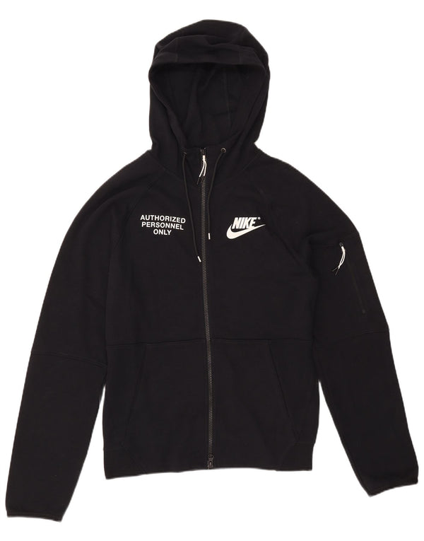 Мужской свитер с капюшоном и молнией с графическим рисунком Nike XS, черный, хлопок