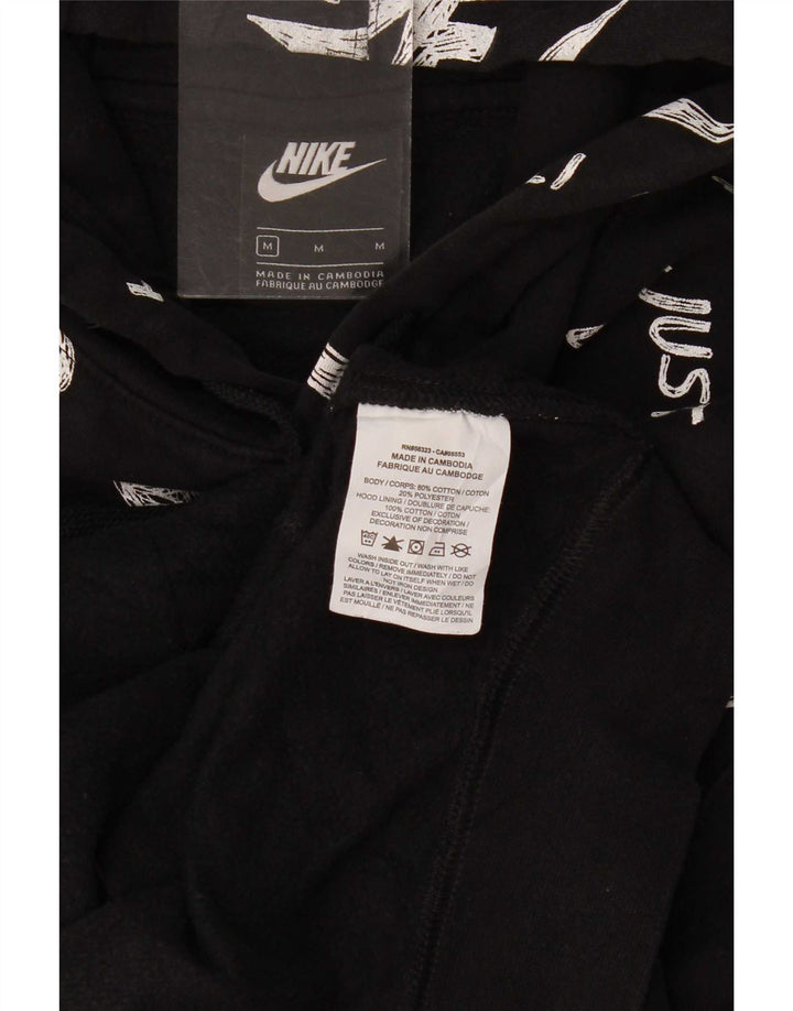 Мужской джемпер с капюшоном с рисунком Nike, средний черный, хлопковый