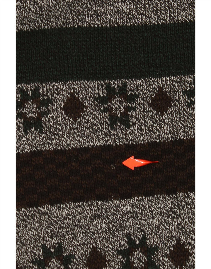 ВИНТАЖНЫЙ мужской джемпер с воротником на молнии, большой серый полосатый свитер